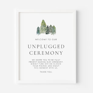 Watercolor Woodlands Unplugged Wedding Ceremony Poster