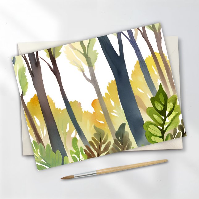 Watercolor Woods | Green Nature Forest Painting Postcard (Creator Uploaded)
