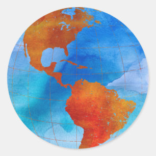 Watercolor World Classic Round Sticker