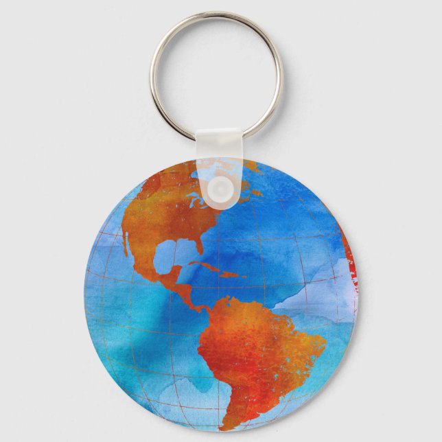 Watercolor World Key Ring (Front)