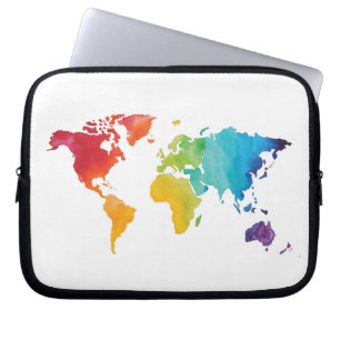 Watercolor World Map Laptop Sleeve