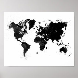 Watercolor world map poster