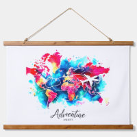 Watercolor World Map Tapestry