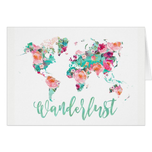 Watercolor world map Wanderlust (Front Horizontal)