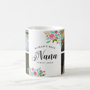 Watercolor World's Best Nana Photo Collage Coffee Mug
