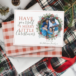 Watercolor Wreath 1 Photo Christmas Holiday Card