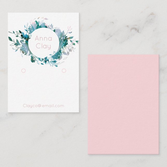 Watercolor Wreath Earring Display Business Card (Front/Back)