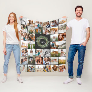 Watercolor wreath elegant 38 photo modern family fleece blanket