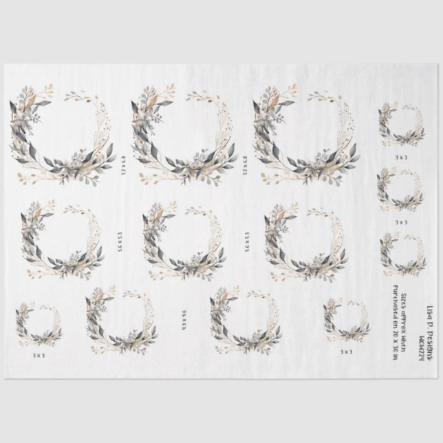 Watercolor Wreath Greenery and Foliage Tissue Paper (Front)