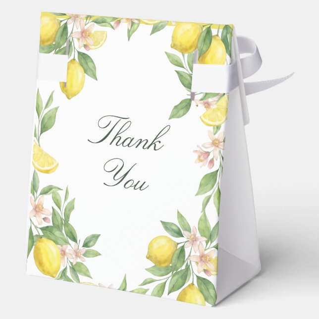 Watercolor Wreath Mediterranean Citrus Wedding Favour Box (Back)