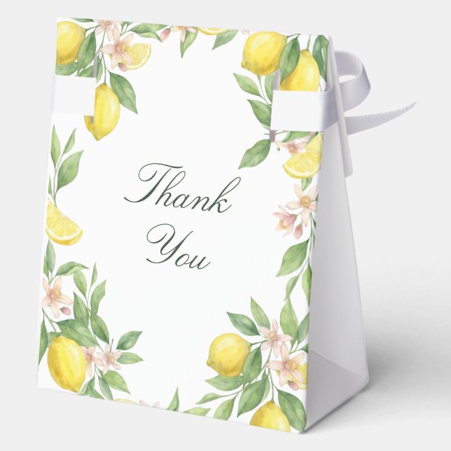 Watercolor Wreath Mediterranean Citrus Wedding Favour Box (Back)