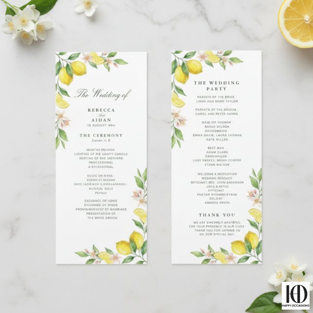 Watercolor Wreath Mediterranean Citrus Wedding Program (Creator Uploaded)