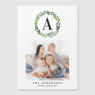 Watercolor wreath one photo initial