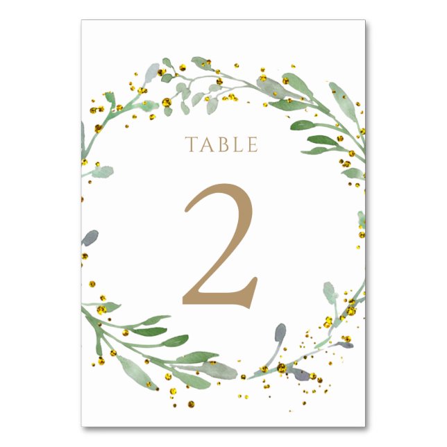 watercolor wreath Table Number 2 (Front)