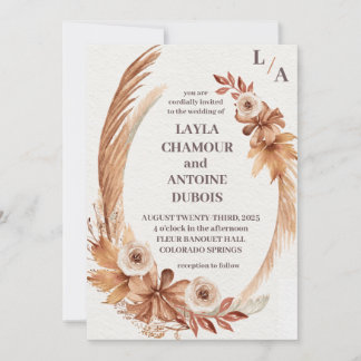 Watercolor wreath Wedding invitation 2025