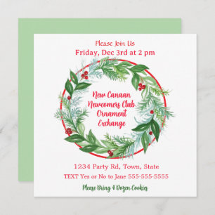 Watercolor Xmas Ornament Exchange Party Invitation