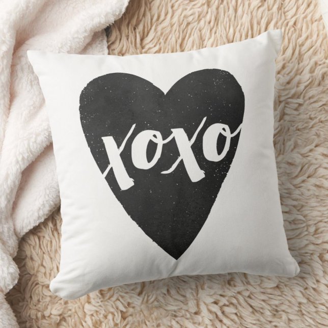 Watercolor XOXO Valentine Pillow - Black (Creator Uploaded)