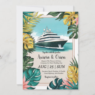 watercolor yacht wedding invitations