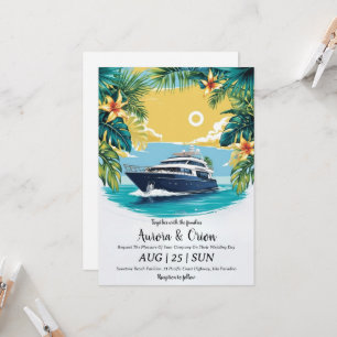 watercolor yacht wedding invitations