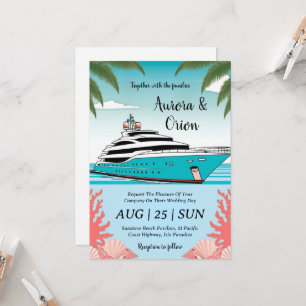 watercolor yacht wedding invitations
