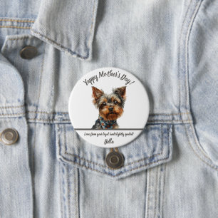 Watercolor Yappy Yorkie Mother's Day 7.5 Cm Round Badge