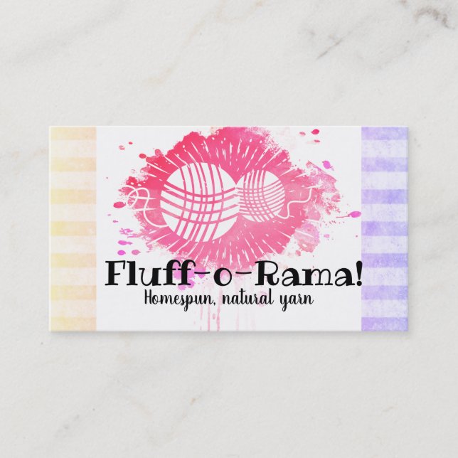 Watercolor yarn knitting crochet business card (Front)