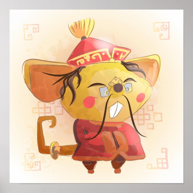 Watercolor Year of the Rat, Scholar Poster (Front)