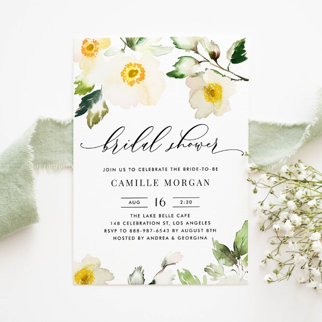 Watercolor Yellow Anemone Floral Bridal Shower Invitation (Creator Uploaded)