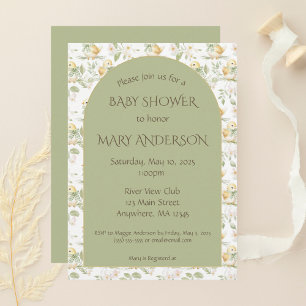 Watercolor Yellow Baby Chicks Pattern Baby Shower Invitation