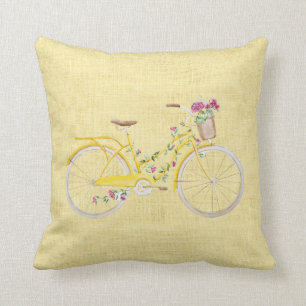 Watercolor Yellow Bike Cushion