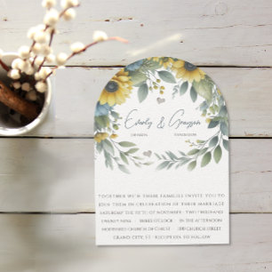 Watercolor Yellow & Blue Elegance Floral Wedding Invitation