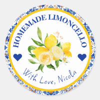Watercolor Yellow & Blue Homemade Limoncello label
