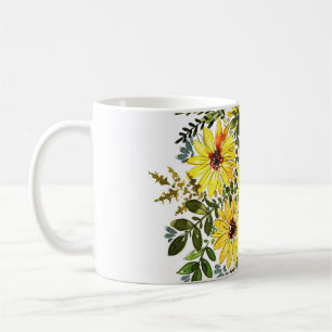 Watercolor Yellow Bouquet: Daisy Love Coffee Mug
