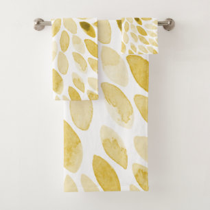 Watercolor yellow brush strokes bath towel set