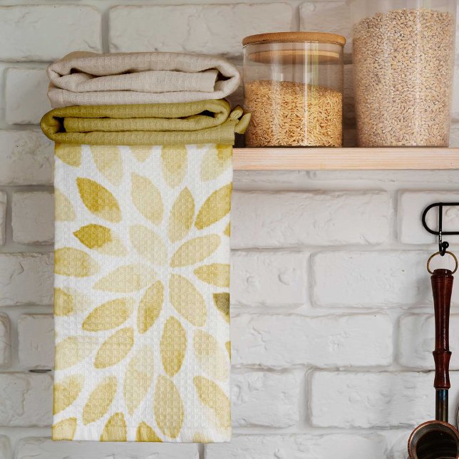 Watercolor yellow brush strokes tea towel (Creator Uploaded)