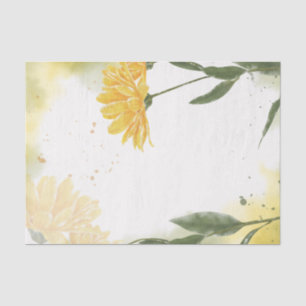 Watercolor Yellow Carnation Floral Decoupage Tissue Paper