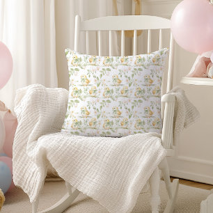 Watercolor Yellow Chicks Easter Pattern Nursery Cushion
