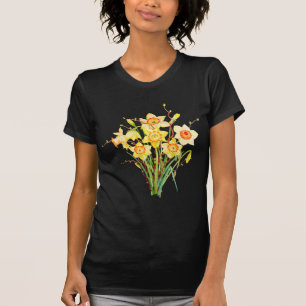 Watercolor Yellow Daffodils Spring Flowers T-Shirt