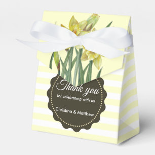 Watercolor Yellow Daffodils Yellow White Stripes Favour Box