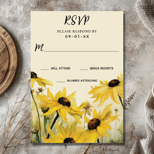 Watercolor Yellow Daisies   Daisy Flower Wedding RSVP Card