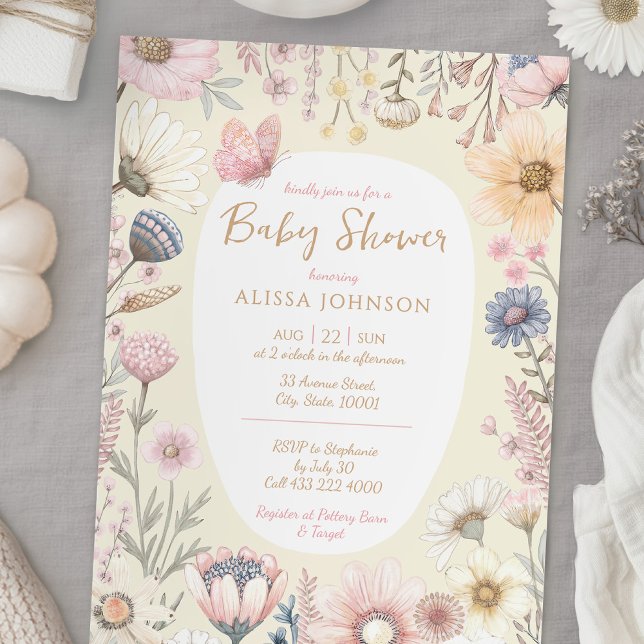 Watercolor Yellow Floral Baby Shower Invitation (Creator Uploaded)