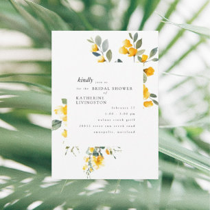 Watercolor Yellow Floral Bridal Shower Invitation