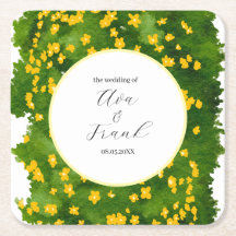 Watercolor Yellow Floral Garden White Wedding