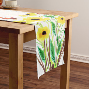 Watercolor Yellow Floral  Short Table Runner