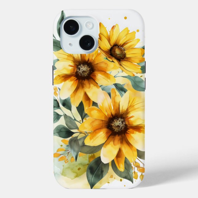 Watercolor Yellow Flowers Case-Mate iPhone Case (Back)