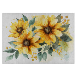 Watercolor Yellow Flowers Cutting Board