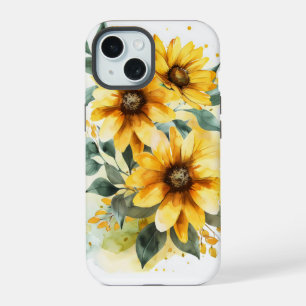 Watercolor Yellow Flowers iPhone 15 Case