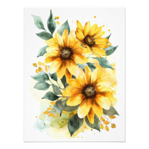 Watercolor Yellow Flowers Photo Print