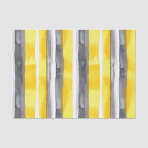 Watercolor Yellow Gray White Striped  Tissue Paper