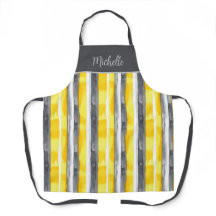 Watercolor Yellow Grey White Striped 